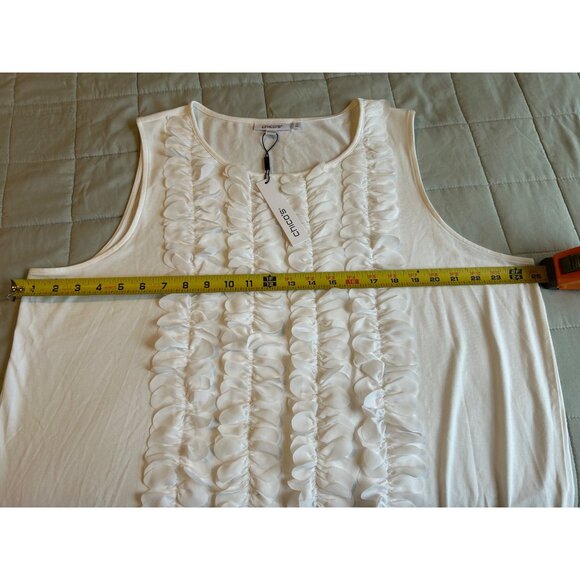 Chicos Cream PLUS Size 4 XXL NWT Sleeveless Layers of Ruffles Scoop Neck Stretch - Picture 3 of 10